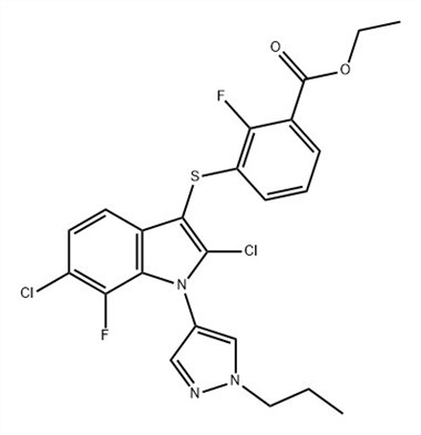 Benzoesäure, 3-[[2,6-dichlor-7-fluor-1-(1-propyl-1H-pyrazol-4-yl )-1H-Indol-3-yl]thio]-2-fluor-, Ethylester (ACI) CAS-Nr.: 1782070-79-4